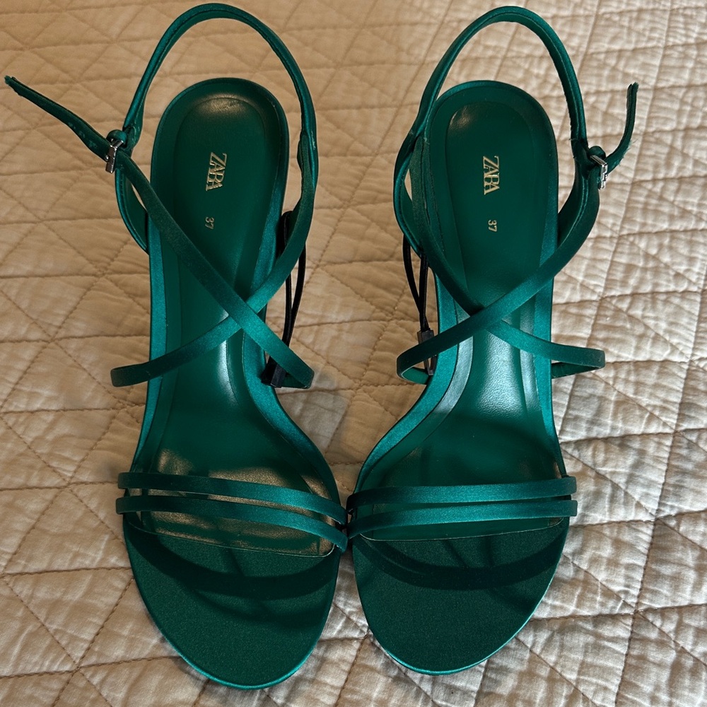 Zara Satin Strappy Stiletto Sandals - Picture 4 of 6